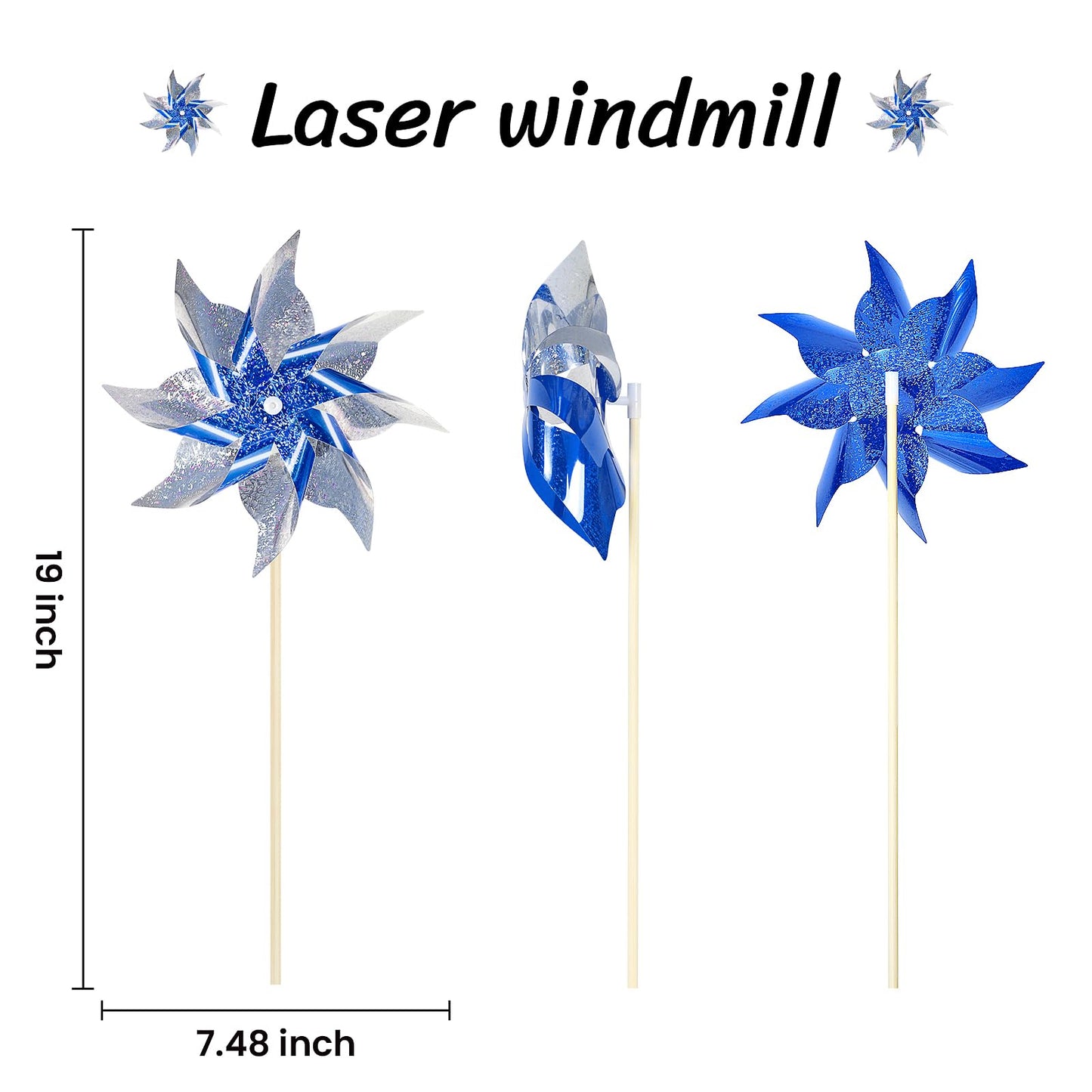 10 Pack Reflective Pinwheels For Yard And Garden, Wind Spinners Outdoor Bird Scare Devices, Sparkly Windmills For Garden Decor S