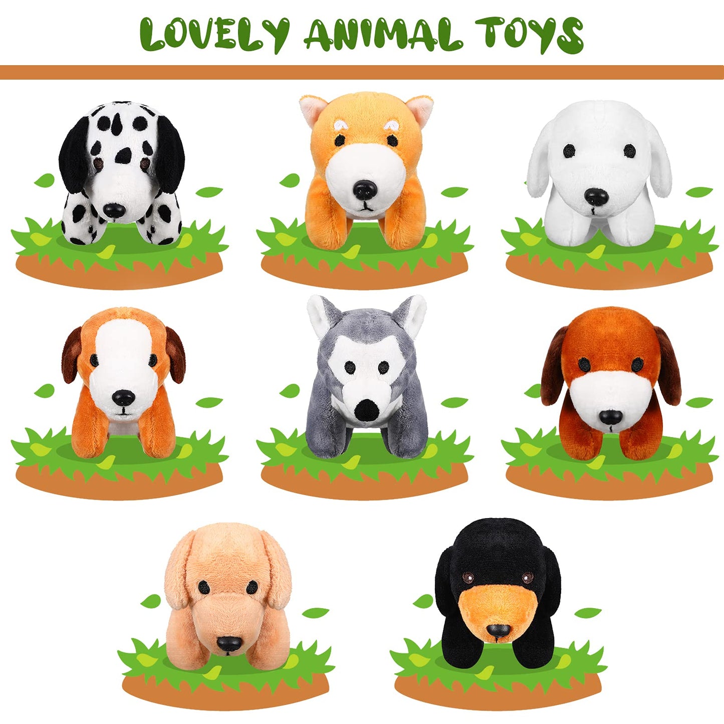 Sumind 8 Pieces Plush Dogs 5 Inch Stuffed Animals Bulk Assorted Cute Stuffed Dogs Small Animal Plush Toys For Girls Boys Graduation Valentine School Classroom Party Supplies Favors(Dog)