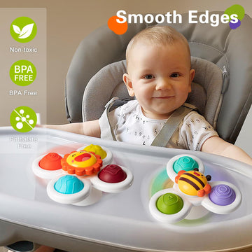 TOHIBEE Suction Cup Spinner Toys for Toddlers, Red, Medium, ABS, Model TOHIBEE-SPTOY01, Sensory Play for 1-3 Year Olds