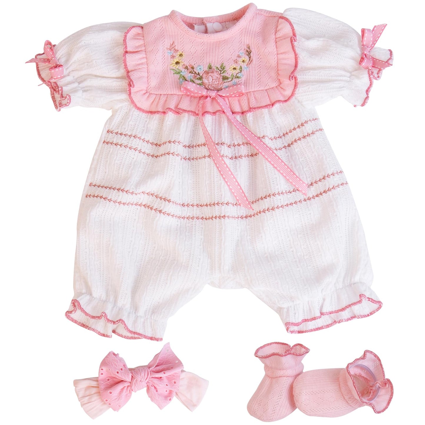 Aori Reborn Baby Dolls Clothes - Pink Outfit Clothing Set For 20-22 Inch Lifelike Newborn Girl Dolls