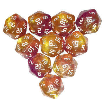 10PCs D20 Polyhedral Dice Set 22mm for DND RPG MTG Dungeons and Dragons Dice (Purple + Gold)