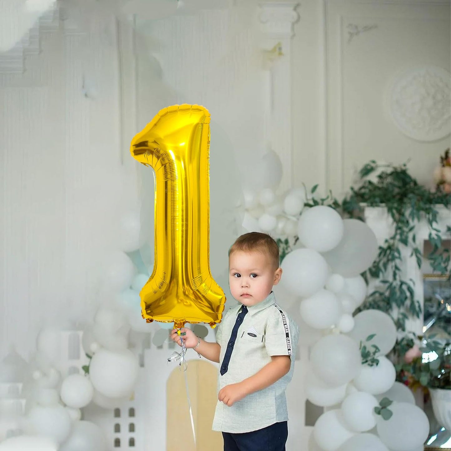 1 Number Balloon Gold 40 Inch Big Foil Mylar 1St Balloons For 1 Year Old Boy Girl Birthday Party Decorations Wedding Anniversary