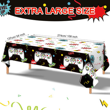 3 Pcs Video Game Table Cover Video Game Birthday Decoration Game Theme Plastic Table Cloth Party Supplies For Boys Girls Kids Player Geek Party Decorations, 54 X 108 Inch (Black, White, Cool Style)