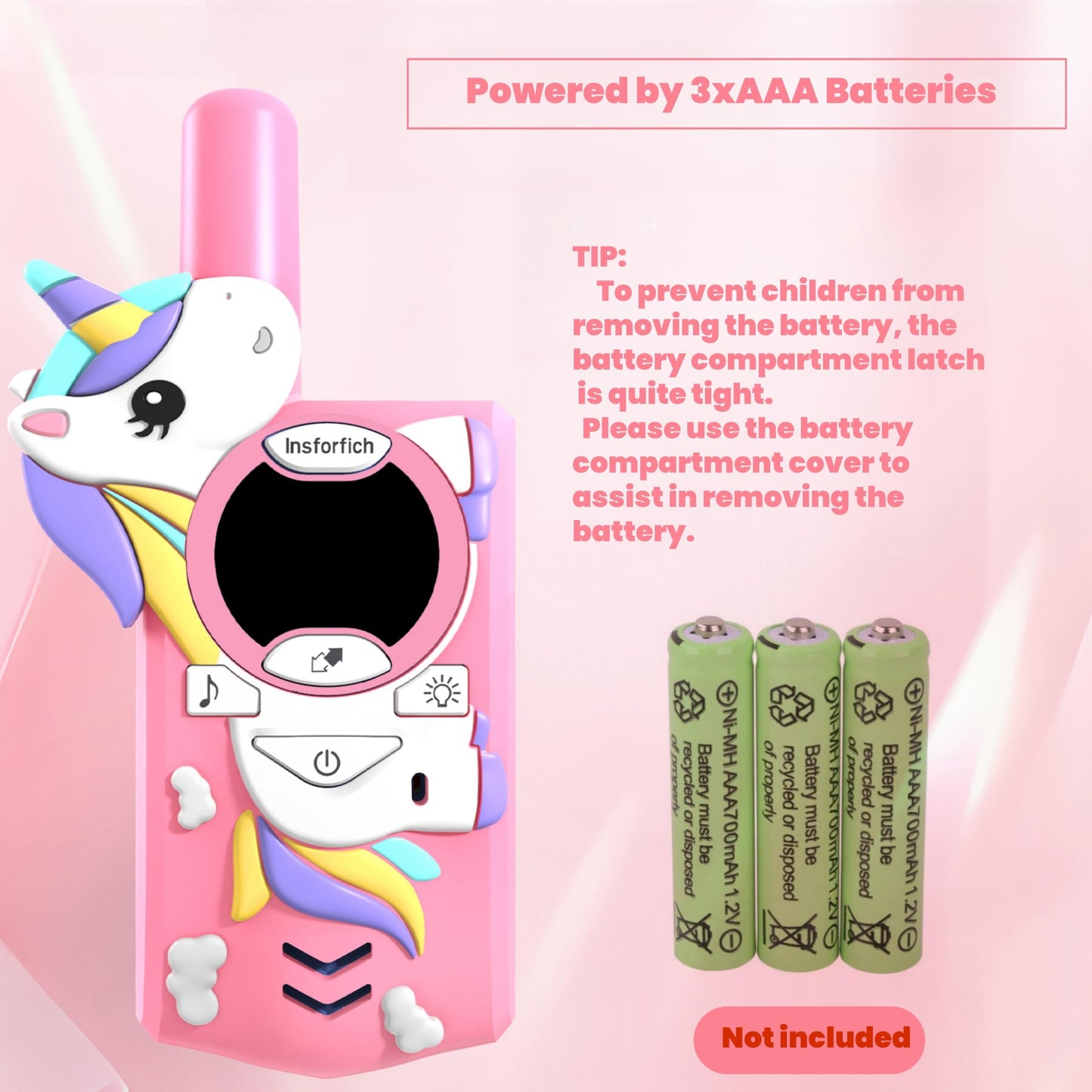 Unicorn Kids Walkie Talkies,Toys For 3-12 Year Old Boys Girls,3 Channels 2 Way Radio Toy, 2 Miles Range For Outdoor, Camping, Hi