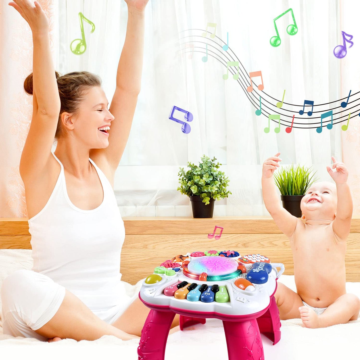 Thismy Early Development Baby Toys 6 To 12 Months,Activity Music Toys For Toddlers 11.8 11.8 12.2 Inches (Red)