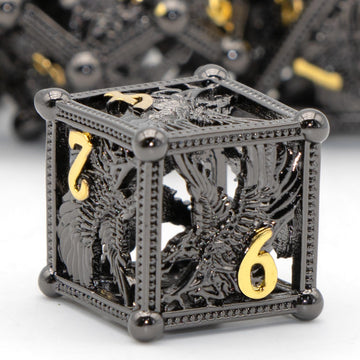 HNCCESG DND Dice Eagle Design of 7Piece Dice,Metal Dice DND for Dungeons and Dragons,D&D Dice for RPG Role Playing(Black)