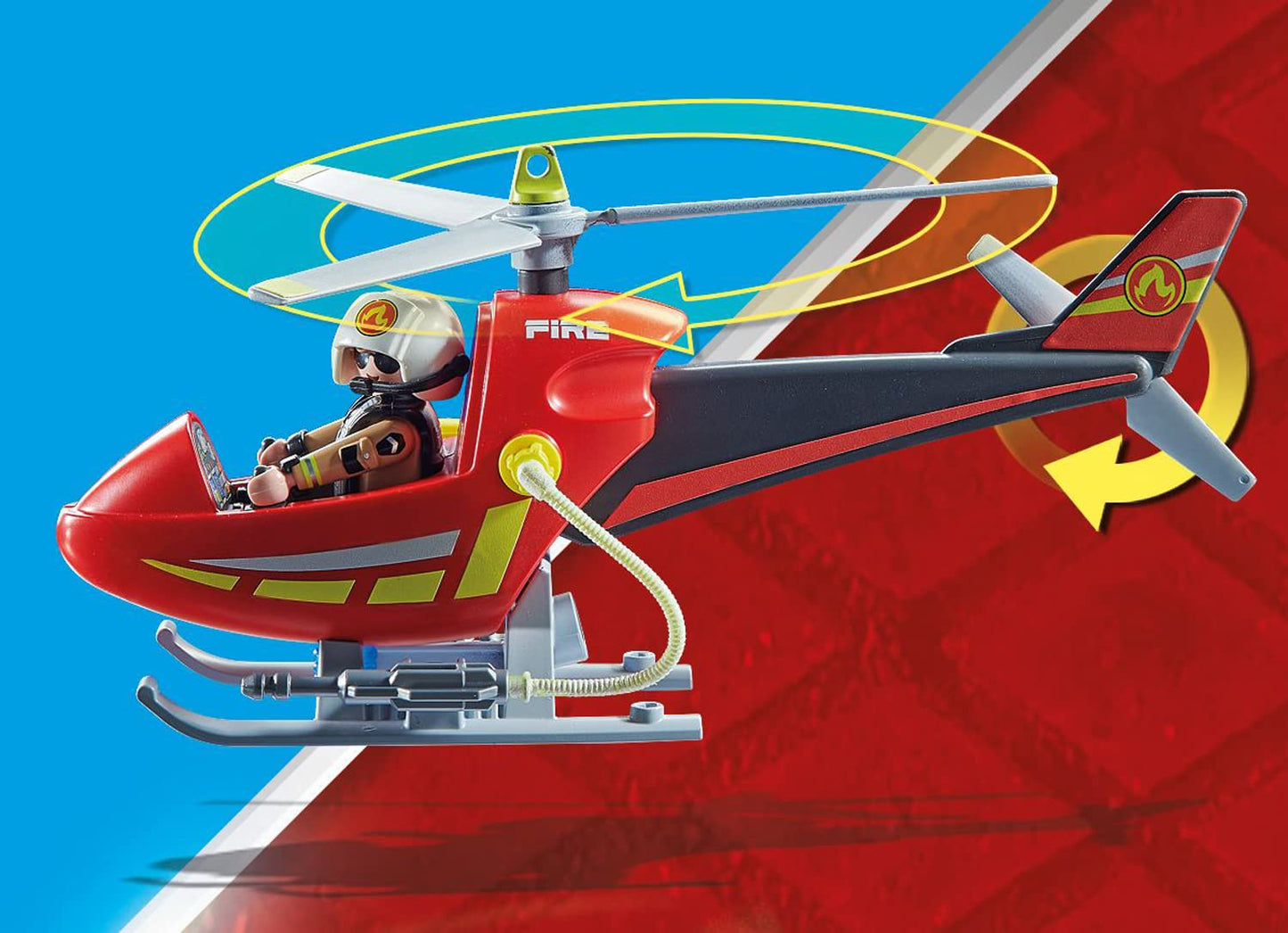 Playmobil 71195 City Action Fire Helicopter, Air-Based Playset With Firing Cannon, Fun Imaginative Role-Play, Playset Suitable For Children Ages 4+