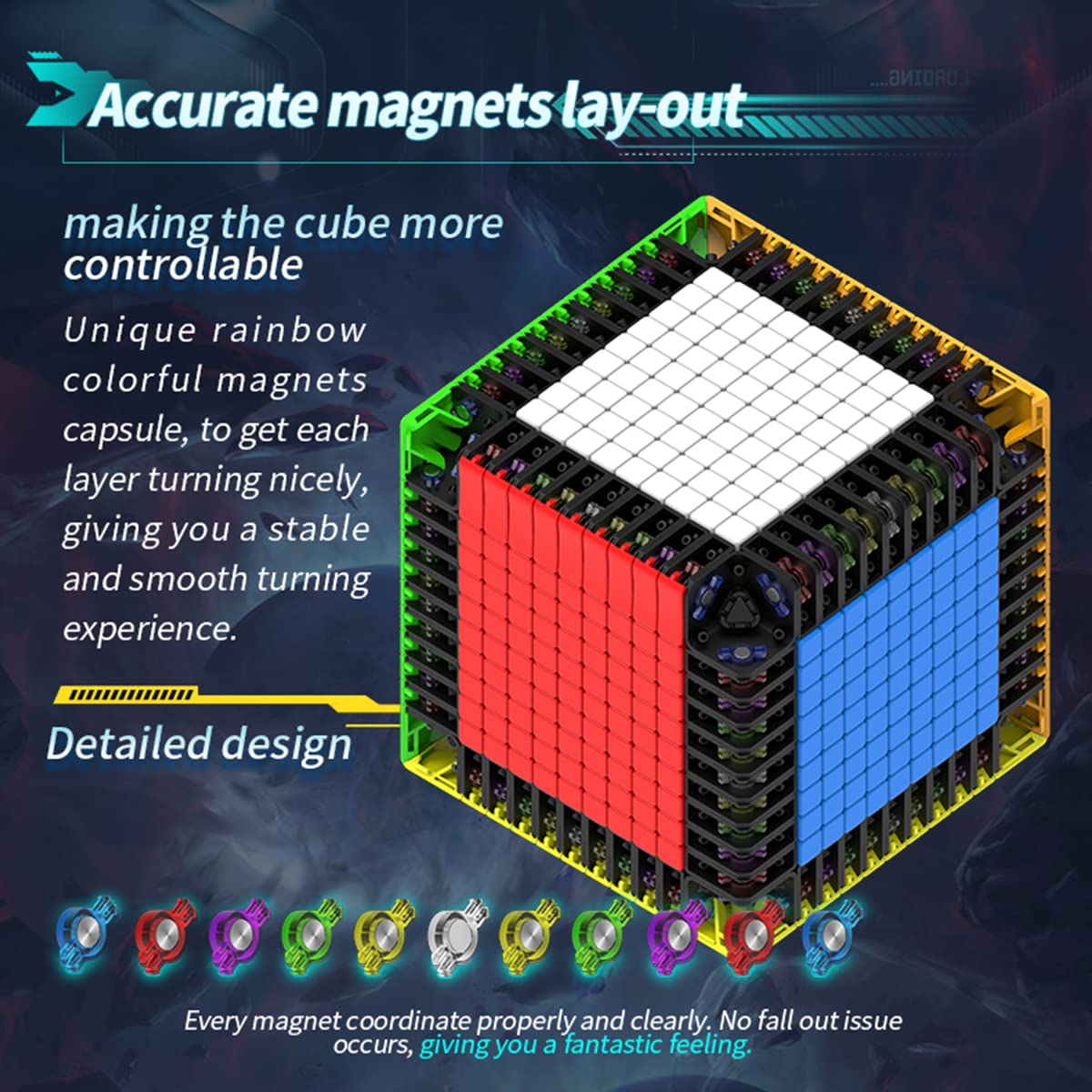 Hellocube Diansheng Galaxy 11 M Magnetic 11X11 Speed Cube Stickerless 11X11X11(Black Kernel)
