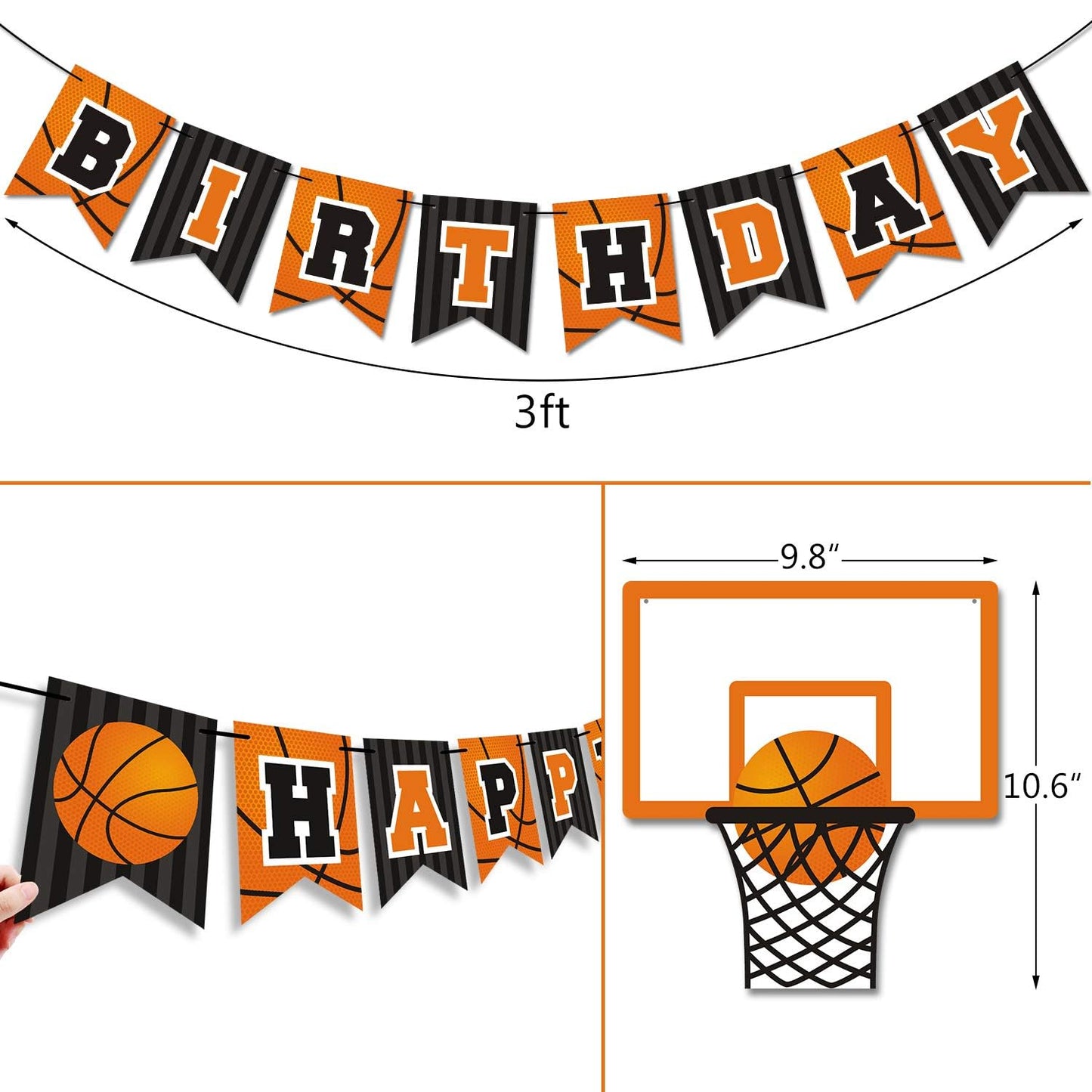 Basketball Happy Birthday Banner Slam Dunk Party Decoration Supplies Kids Teenagers Boys B-Day Photo Prop Pennant Ideas No Diy R