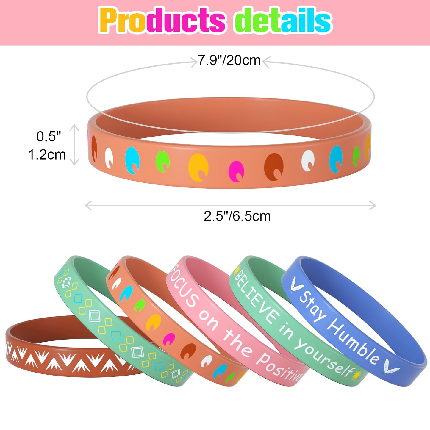 Morcheiong 60 Pieces Motivational Rubber Wristbands Inspirational Quote Silicone Bands Unisex Style- 12 Designs