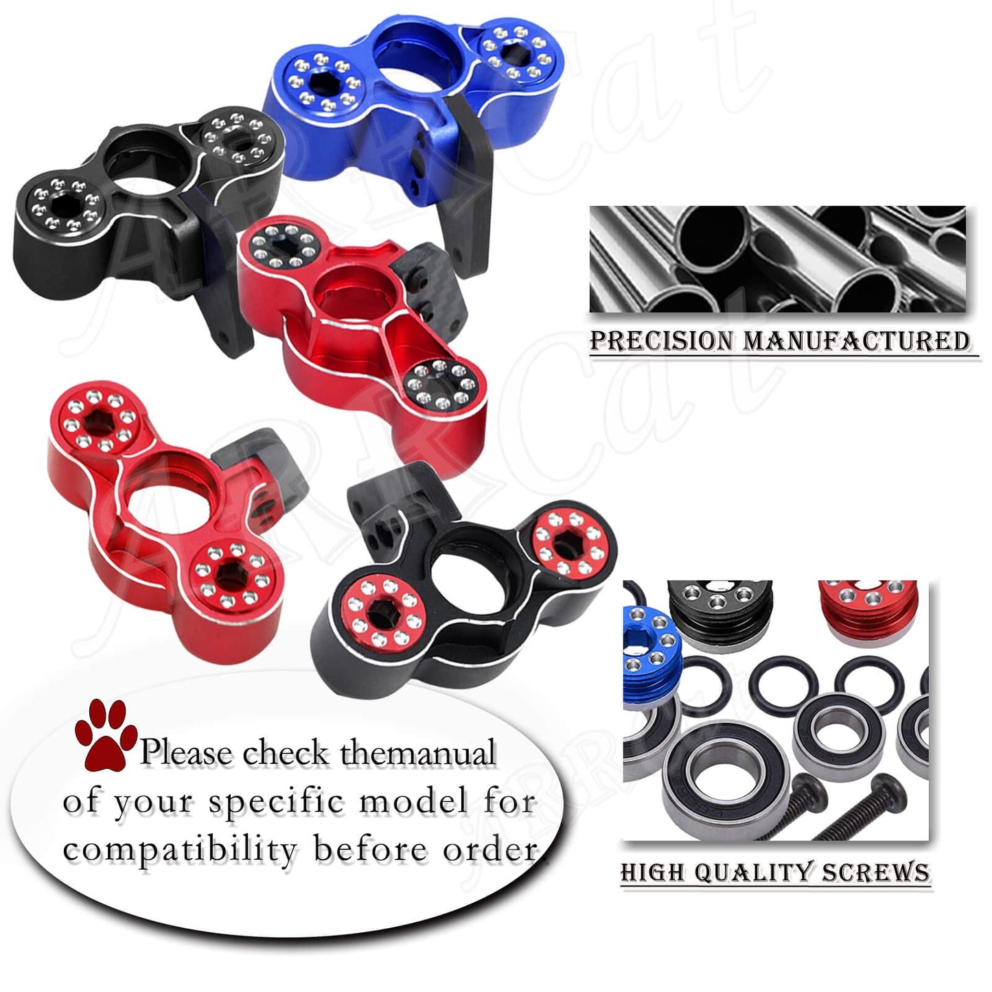 Aluminum Front Steering Knuckles Caster Blocks C-Hubs Upgrades Part for Arrma 1/8 Typhon Talion 6S BLX,1/7 Felony Mojave Infract