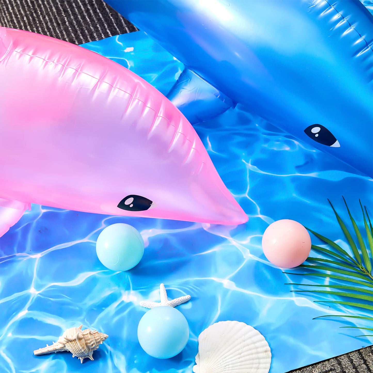Wettarn 4 Pcs 28.4'' Inflatable Animals Dolphin Inflatable Pool Toy Inflatable Dolphin Toy For Dolphin Party Decorations Summer Pool Supplies Favors Birthday Gifts Poolside Themed Decor, Pink And Blue