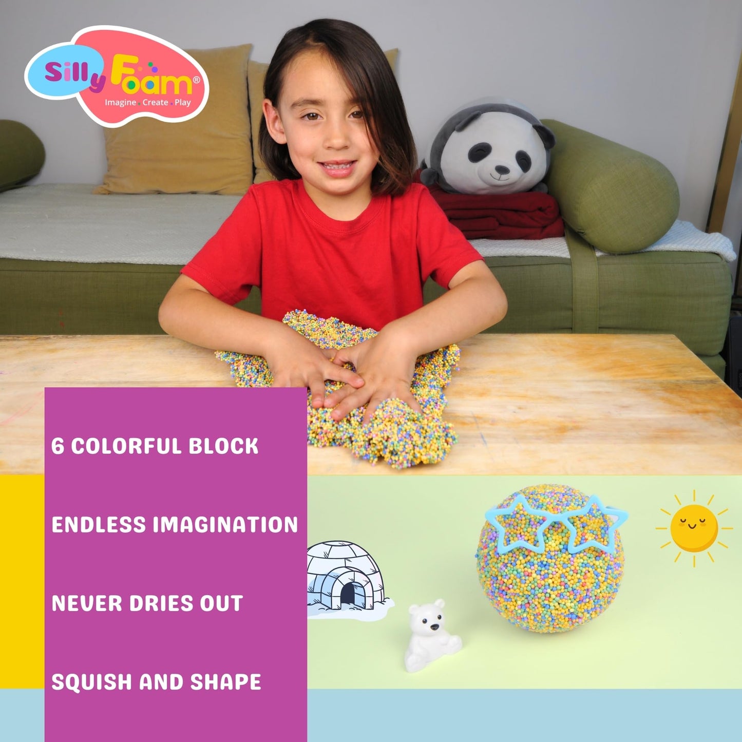 Silly Foam, Creative Modeling Foam Beads, 2-Pack Primary Colors, Perfect For Preschool And Kids, Arts, Crafts, Sensory Play, Non