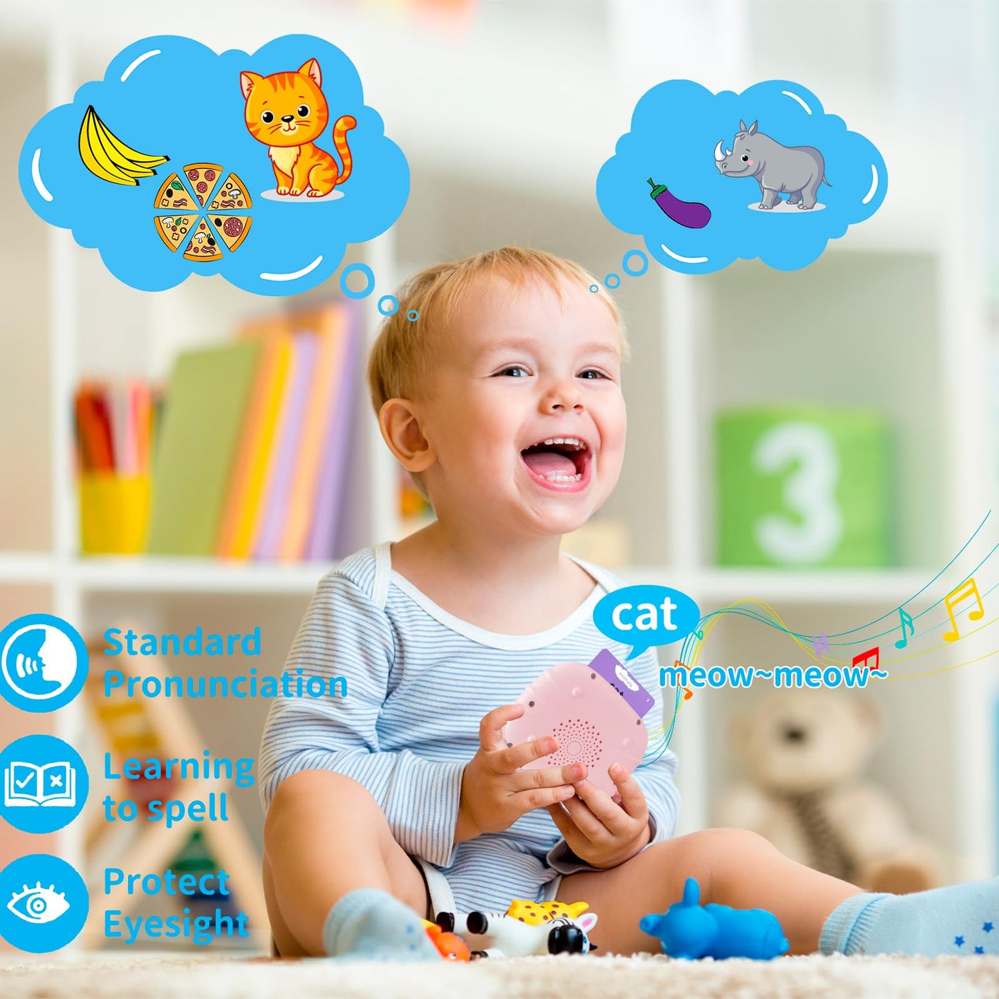 Toddler Talking Flash Cards For Kids With 224 Sight Words, Speech Therapy, Autism Sensory Toys, Learning Educational Gifts For A