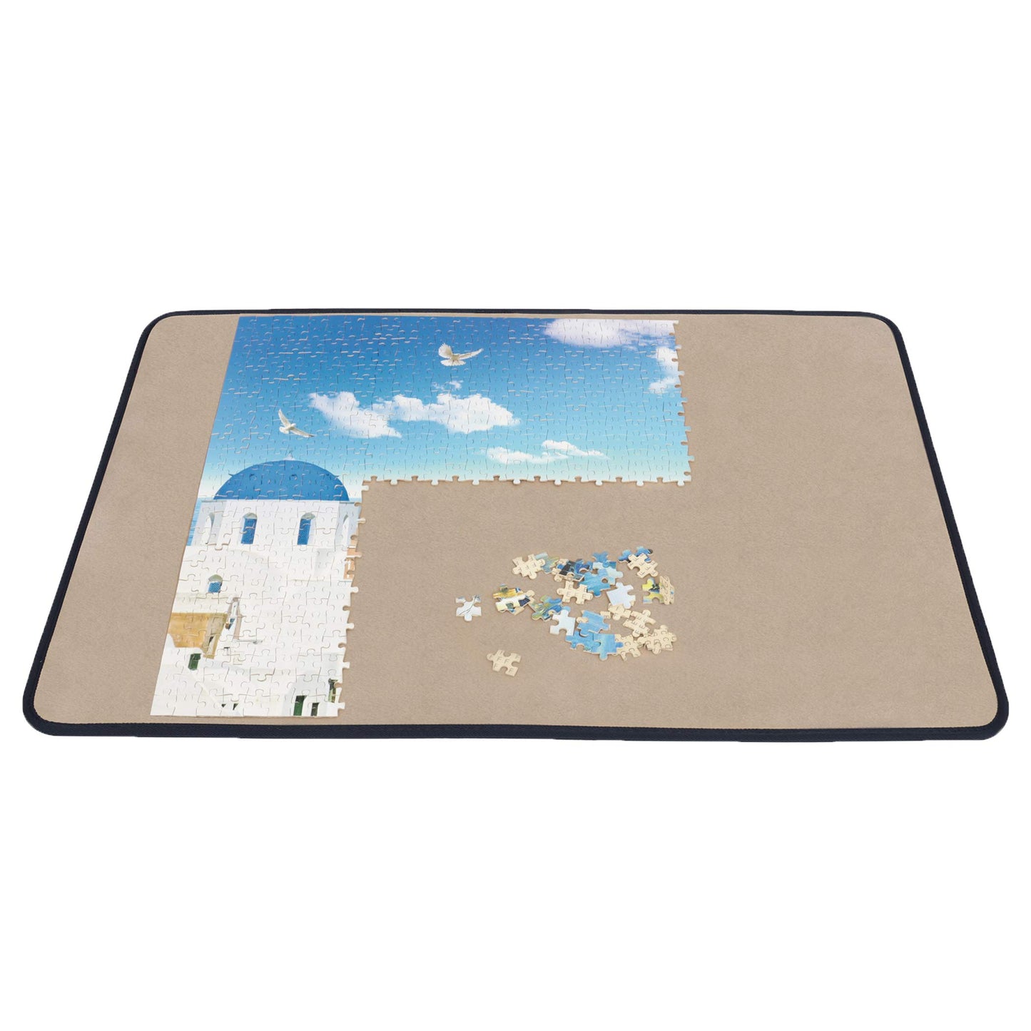 Becko Jigsaw Puzzle Board Portable Puzzle Mat For Puzzle Storage Puzzle Saver, Non-Slip Surface, Up To 1000 Pieces (Khaki)