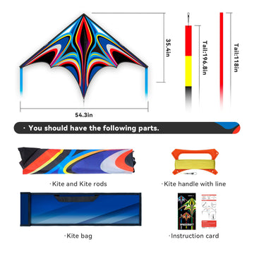 Sgftre Blue Large Delta Kites Flying Toys Easy To Fly