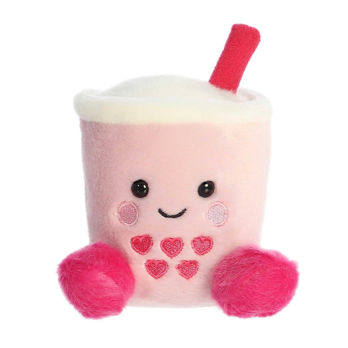 Aurora Adorable Palm Pals Tangy Heart Boba Stuffed Animal - Pocket-Sized Play - Collectable Fun - Pink 5 Inches