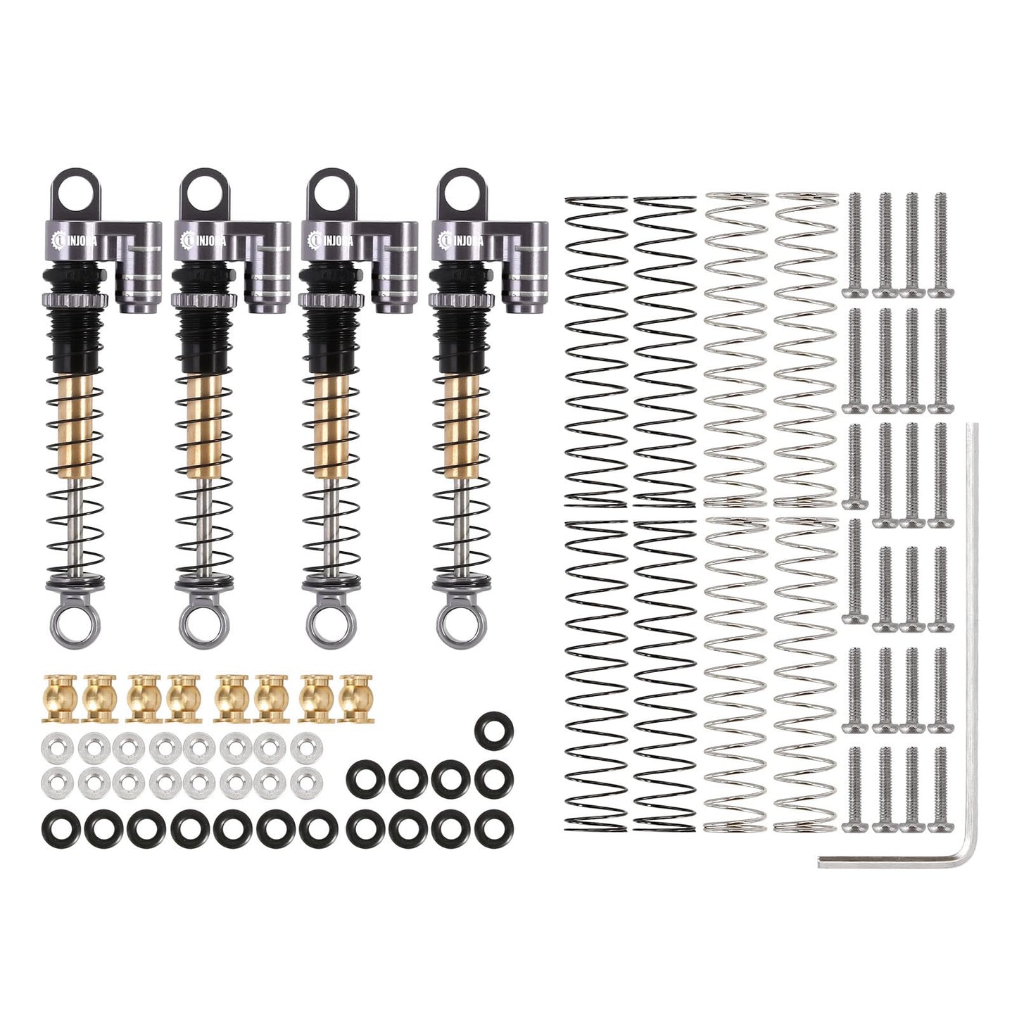 INJORA 43mm Shocks Aluminum Threaded Tele Absorber Damper Upgrades Parts Accessories for Axial SCX24 Bronco Gladiator Deadbolt J