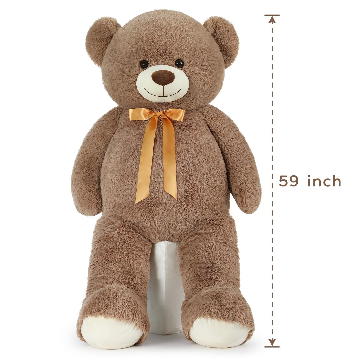 Tezituor Big Teddy Bear 5 Feet,Giant Teddy Bear Stuffed Animal 59 Inches,Human Size Teddy Bear For Girlfriend,Boyfriend,Beige Teddy Bear For Valentines Day,Chrismas,Birthday