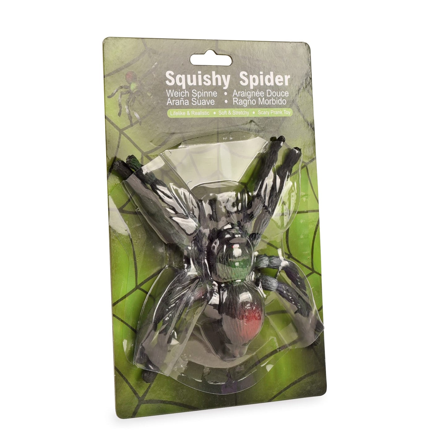 BOHS Rubber Jiggly Spider - Stretch & Squeeze - Realistic Big Soft Stretchy - Halloween Squishy Toy - Prank Bugs