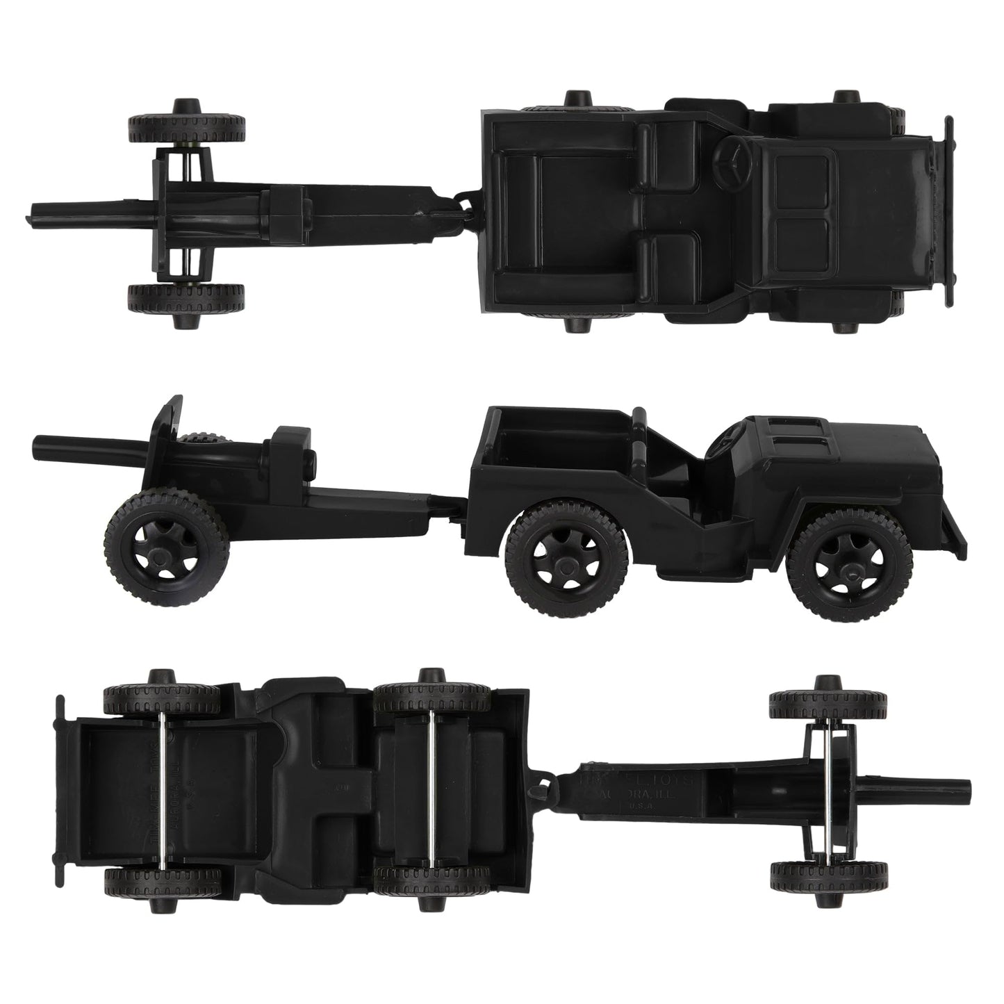 Timmee Combat Patrol Willys & Artillery - Black 4Pc Playset Usa Made