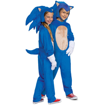 Sonic The Hedgehog Costume, Official Deluxe Sonic Movie Costume And Headpiece, Kids Size Large (10-12)