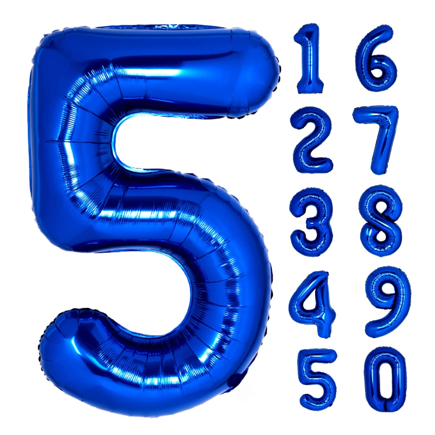 40 Inch Giant Navy Blue Number 5 Balloon, Helium Mylar Foil Number Balloons For Birthday Party, 5Th Birthday Decorations For Kid