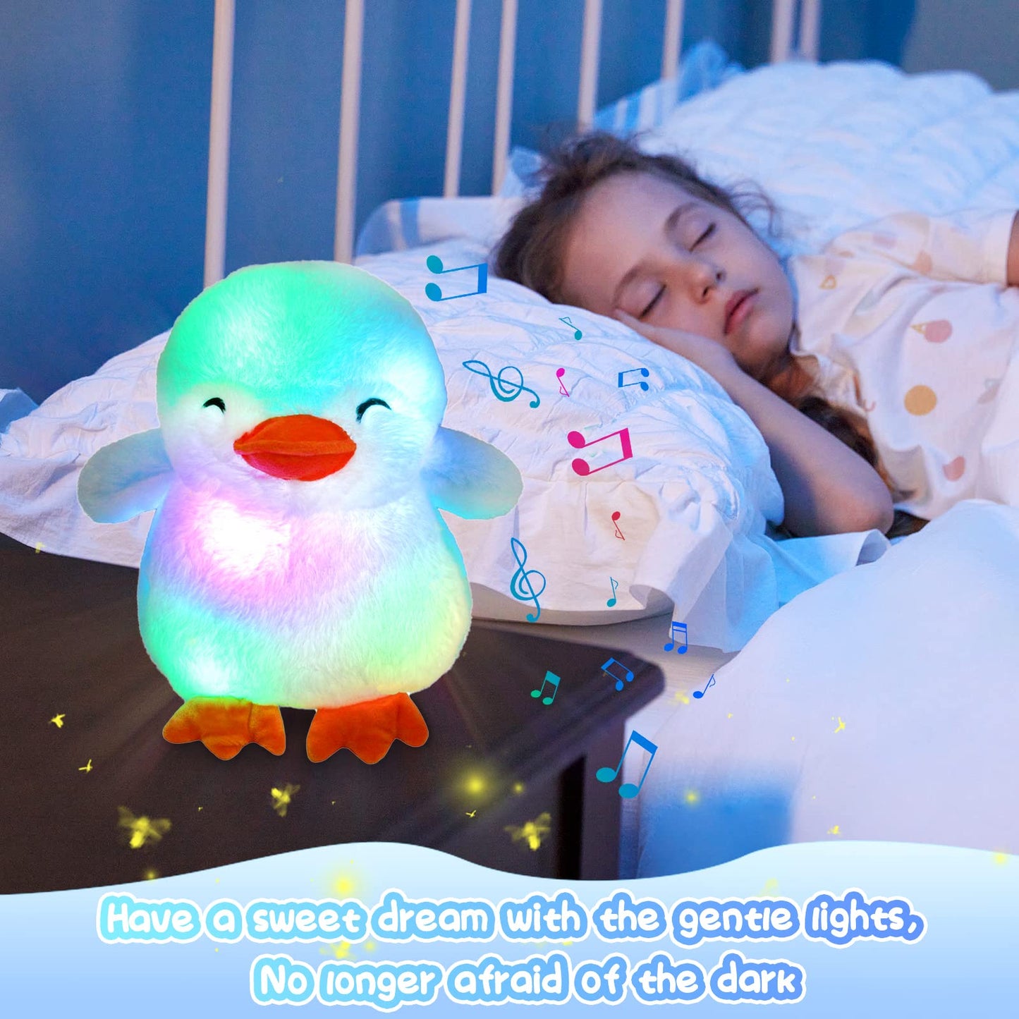 Glow Guards 12'' Plush Musical Penguin Stuffed Animal with LED Lights & Nursery Songs - Perfect Gift for Toddlers & Kids