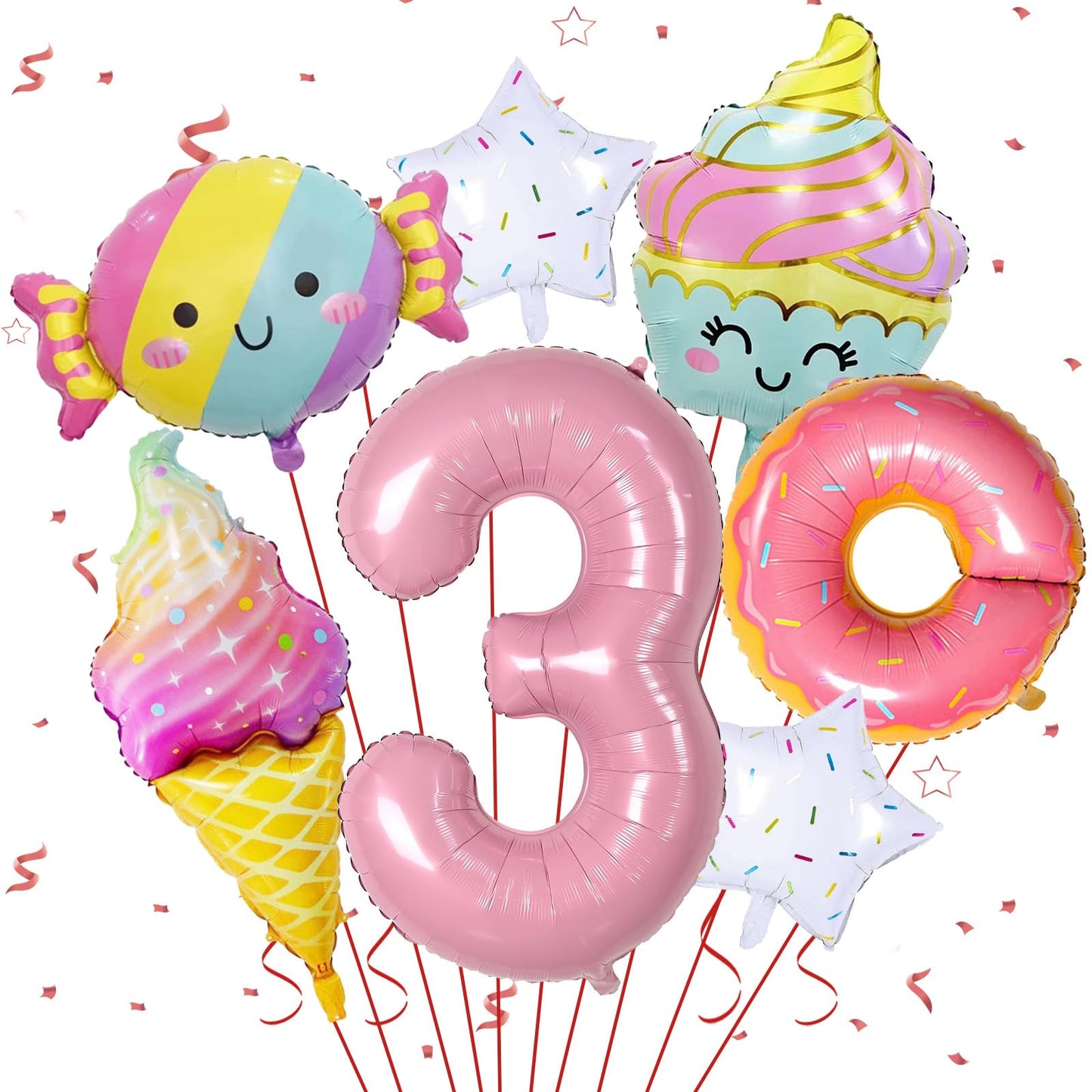 Donut 3Rd Birthday Decorations,Sweet 3Rd Birthday Party Decorations For 3Rd Birthday Donuts Foil Balloons Sweet 3Rd Donut Birthday Party Decorations Party Supplies Backdrops For Girls