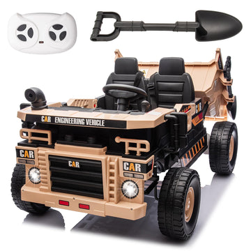 Finito 24V Xl Ride On Toys,4X100W Powerful Motors,Kids Electric Car With Remote Control, Electric Dump Bed, And Extra Shovel,Up