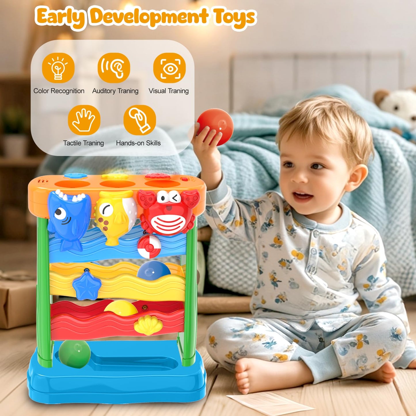 Aurotops Toys For 1 2 3 Years Old Boys Girls, Toddler Musical Toys For 6-12-18-24 Months, Interactive Toys With Light & Sound, Montessori Toys, Christmas Birthday Gifts For Baby Age 1-2 Years Old