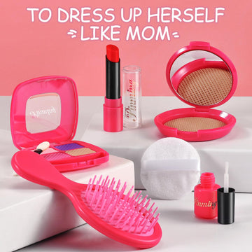 WESAYEE Pink Toddler Purse for Girls, Accessories Included, Pretend Play Handbag for Ages 3-6, Perfect Valentines Gift