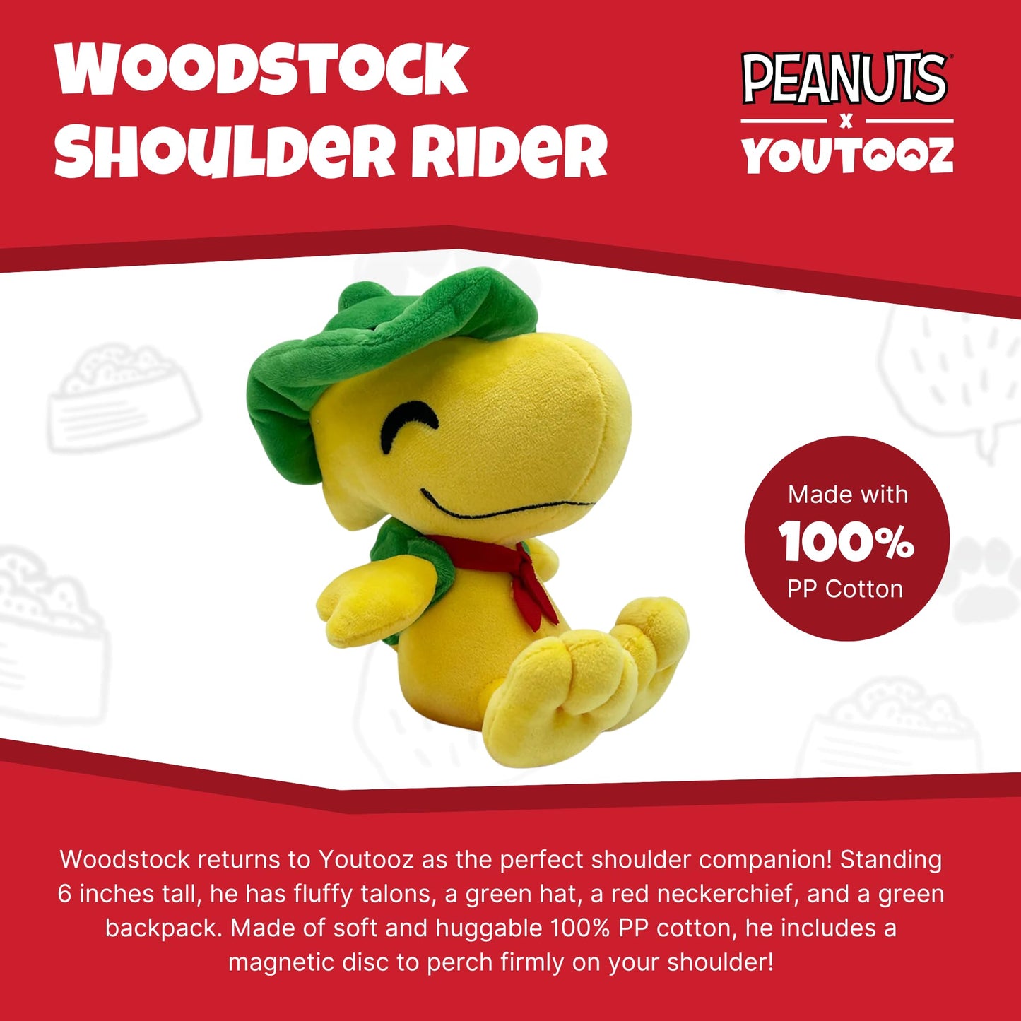 Youtooz Peanuts Woodstock Shoulder Rider 6 Plush - Collectible Plushie From Youtooz Peanuts Plush Collection