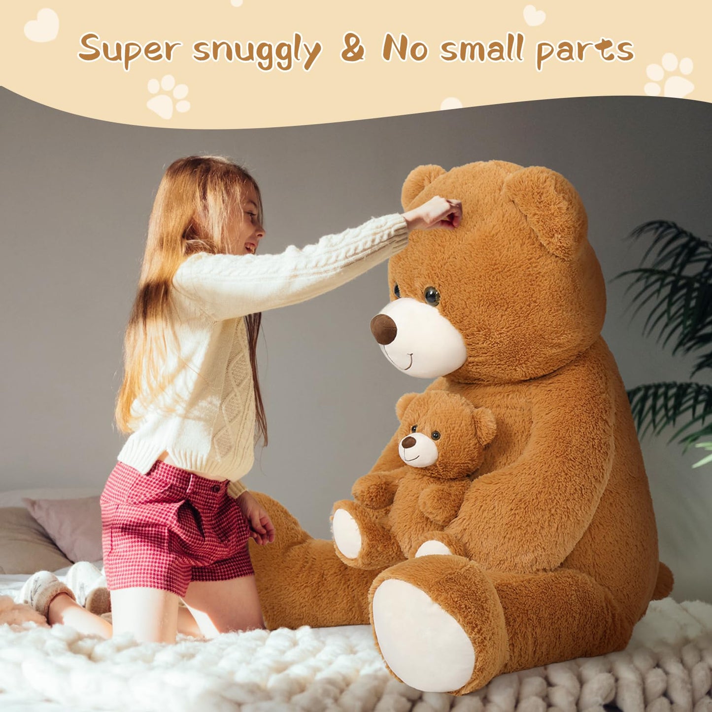 Tezituor Giant Teddy Bear Stuffed Animal 51In, Large Teddy Bear Mommy With Baby, Big Teddy Bear Stuffed Bear For Kids, Girlfrien