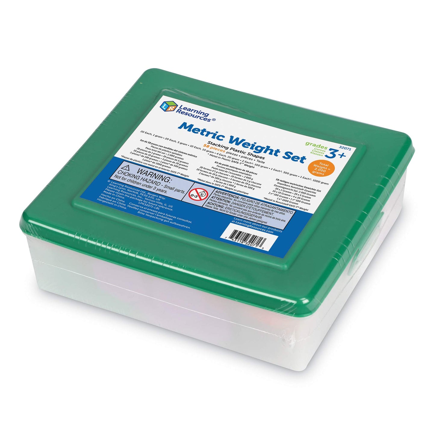 Learning Resources Metric Weight Set, Set Of 58 Weights, 1G, 5G, 10G, 20G, 100G, 500G, 1000G