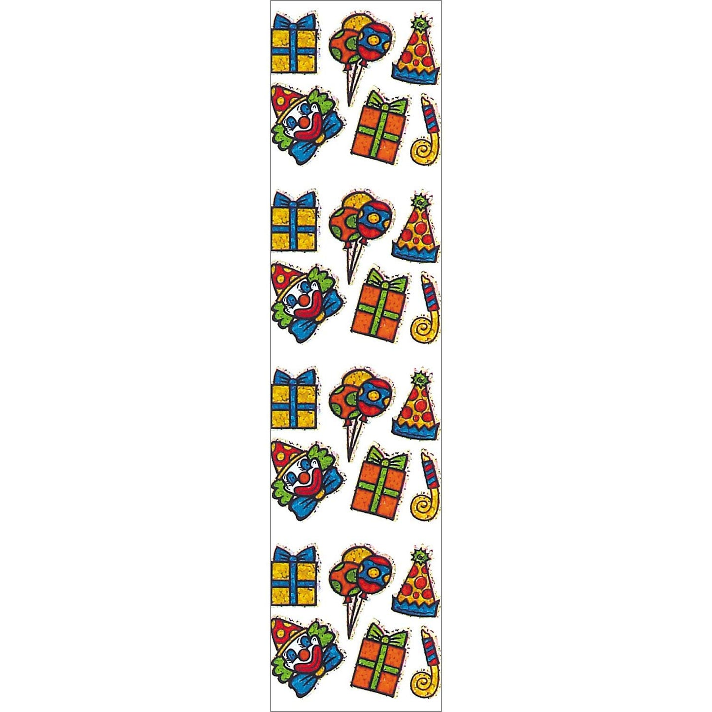 Jillson & Roberts Prismatic Stickers, Party/Clown, 12 Sheets Count
