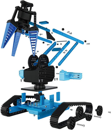Top Race 15-Channel 2.4G Remote Control Robot Arm Kit | 151 pcs Alloy Building STEM Toy for Kids 8+ & Adults | Blue