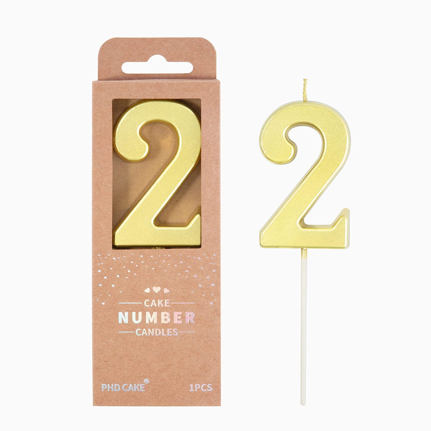PHD cAKE 276 Inch Modern gold 2 Number Birthday candles, gold Number candles, cake Number candles, Party celebration