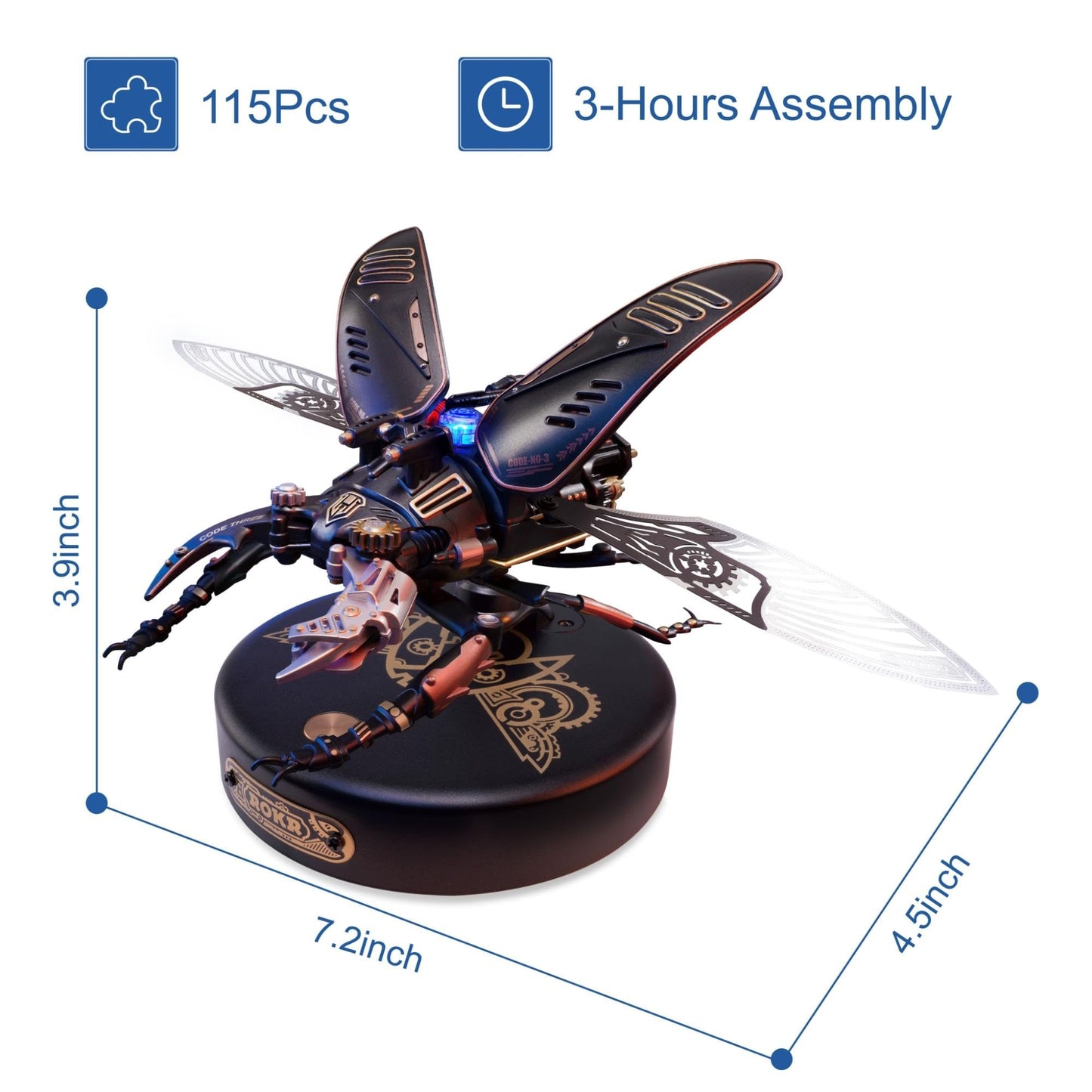 Robotime Mi03 Model Kits For Adults/Teens-Storm Beetle Model Building Kits-115 Pieces Mechanical 3D Puzzle-Birthday Gift For Men-Aesthetic Desk Toy Decor