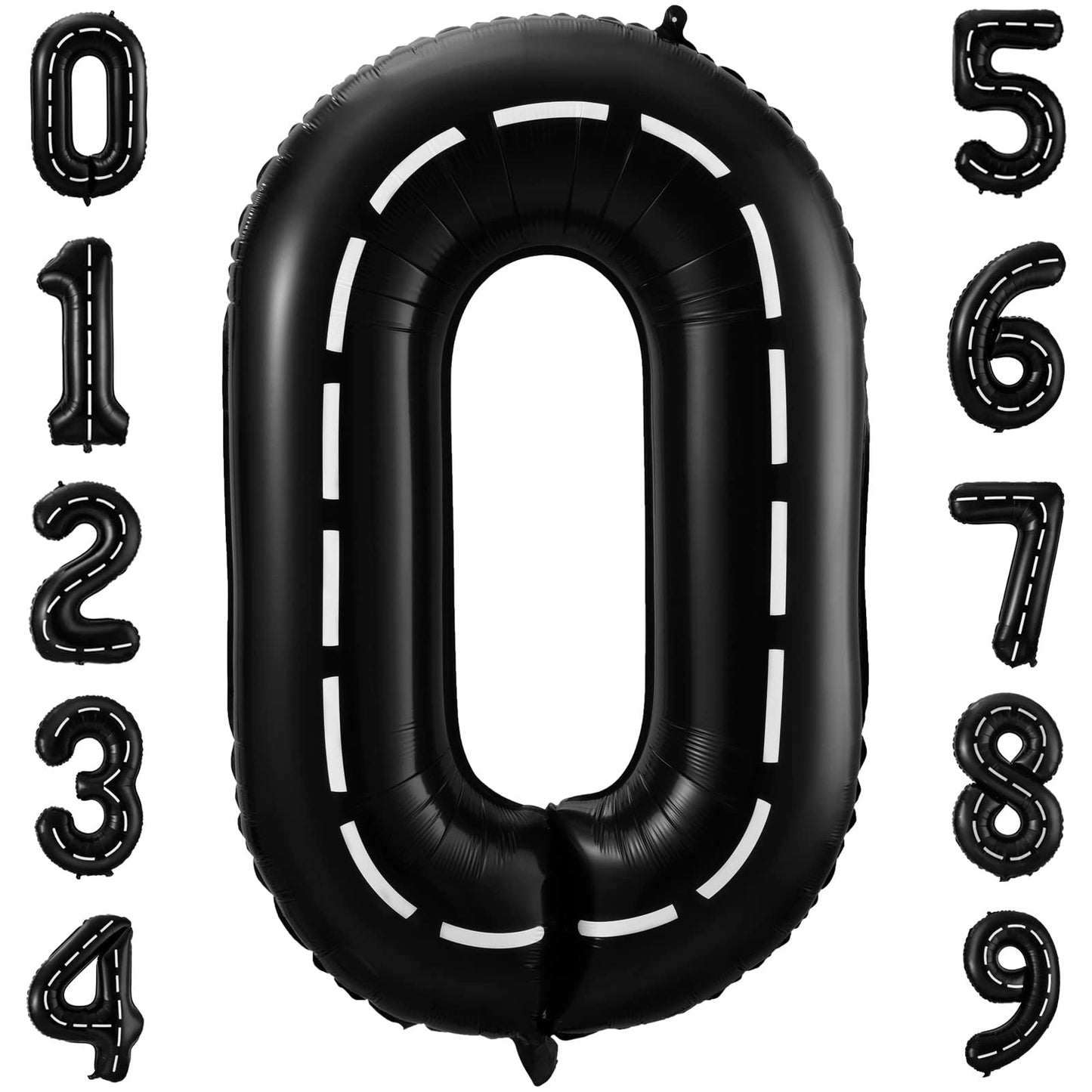 Race Car Number 0 Balloons,40 Inch Racing Car Birthday Balloons Two Fast Balloon Race Track Black 0 Balloon Number For Cars Theme Birthday Party