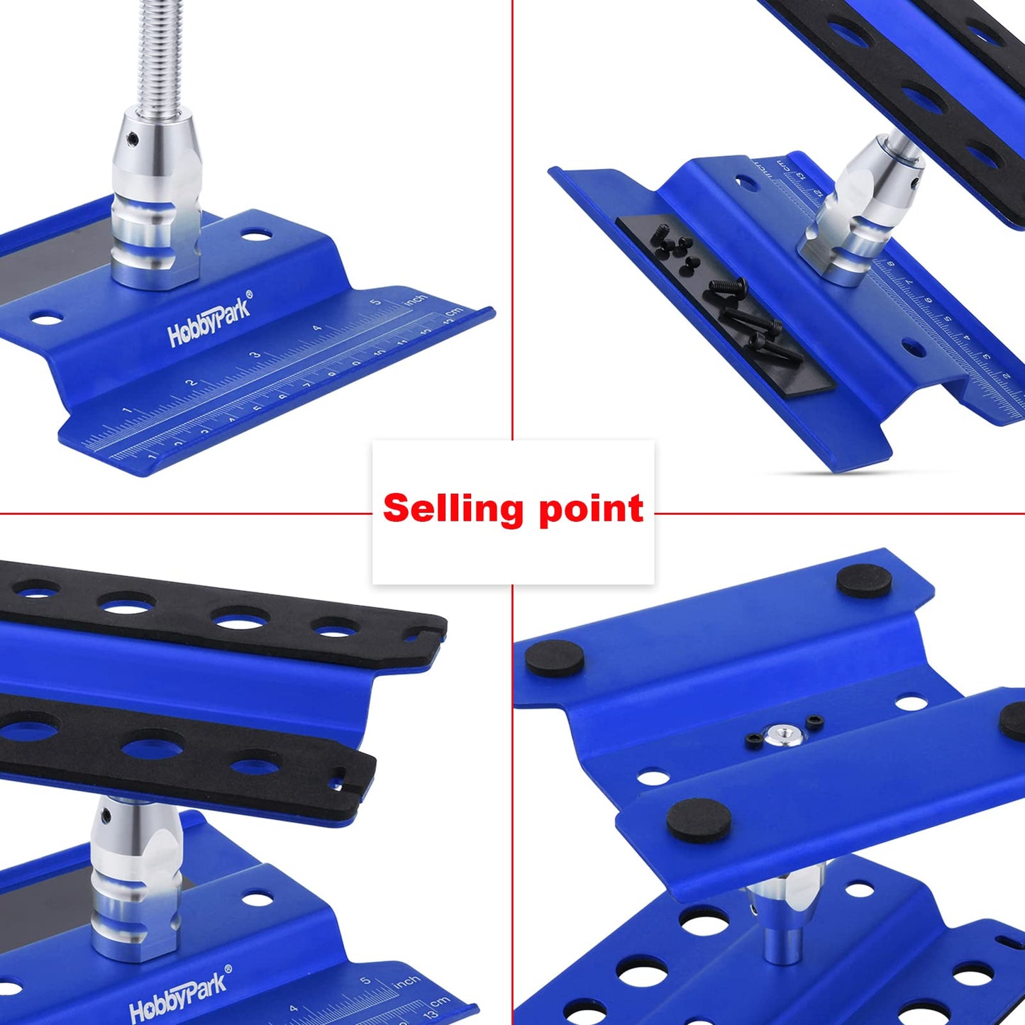 Hobbypark Aluminum RC Car Work Stand Repair Workstation 360 Degree Rotation Lift Or Lower, RC Hex Driver Tools 6-in-1 for 1/10 1