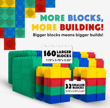 Biggoblocks Big Blocks For Kids Ages 4-8 - Indoor & Outdoor Blocks For Kids Games - Large Building Blocks (192 Pc) Jumbo Set