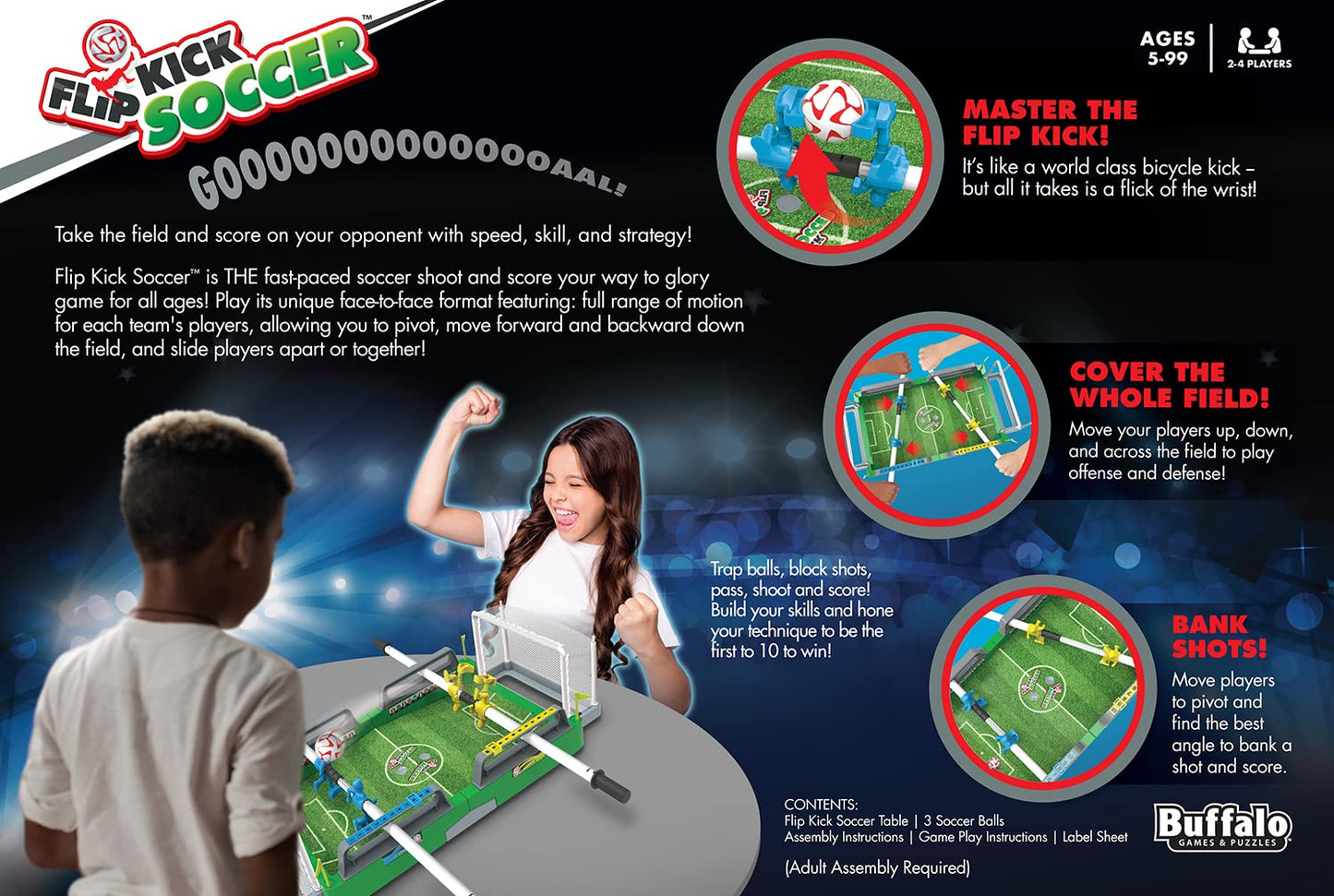 Buffalo Games Flip Kick Soccer - Fast Paced Dexterity Game - Plastic - Ages 5+ - Great for Family Game Night - Model 360