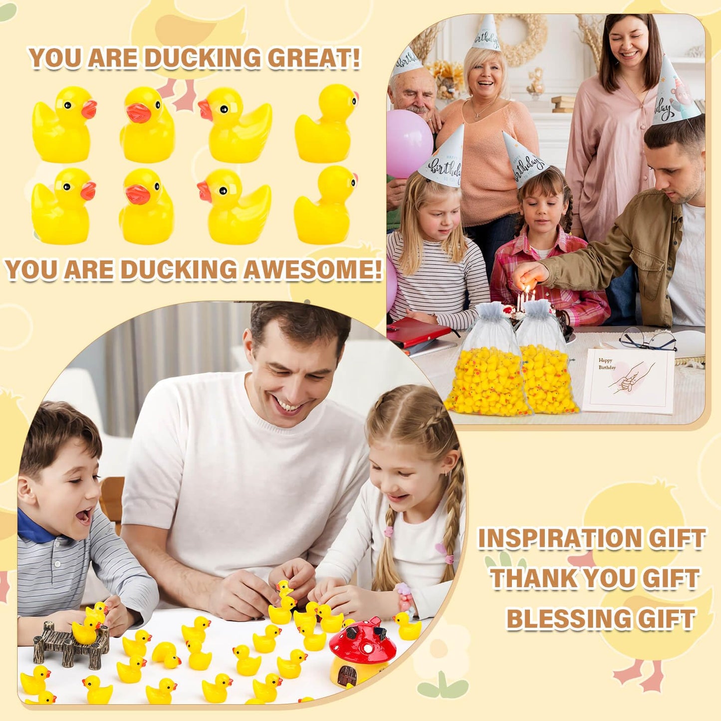 selizo 250PCS Mini Resin Ducks, Tiny Plastic Ducks Little Ducks to Hide, Small Resin Duck Charms Baby Ducks Bulk for Miniature D