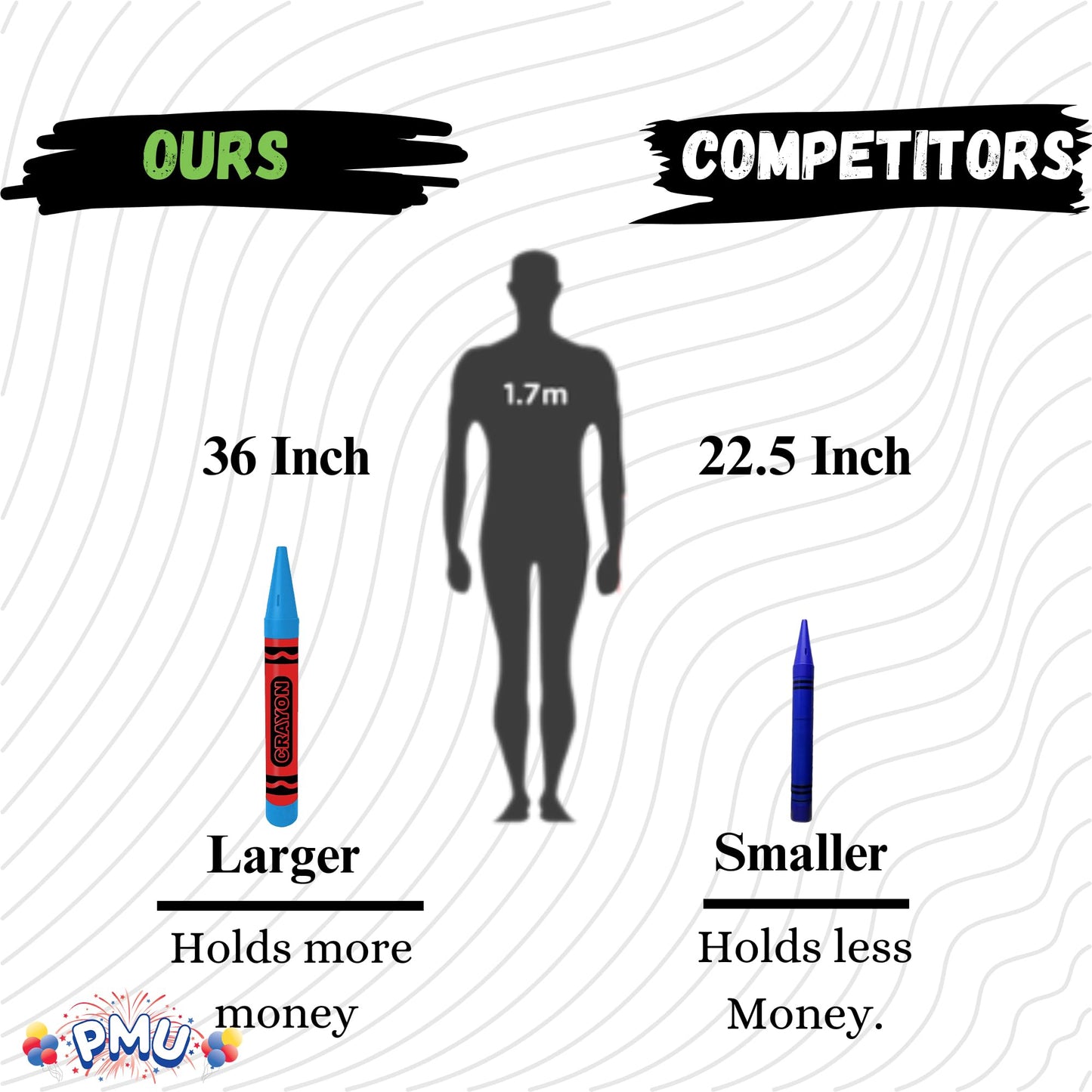 Pmu 36 Inch Giant Crayon Bank Bi-Color Red And Turquoise Blue (1/Pkg) Pkg/1