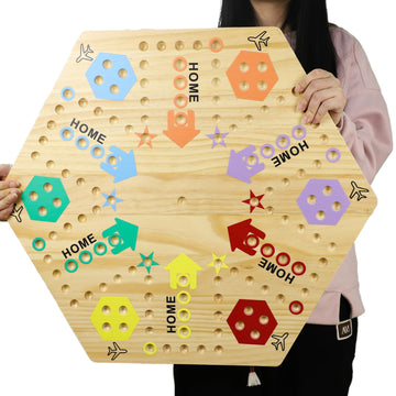 Medikaison Extra Large 23.6 Inches Wahoo Marble Board Game 4 And 6 Players 2 Sided Painted Thicken Wood Board Perfect Game For Family Friends Party