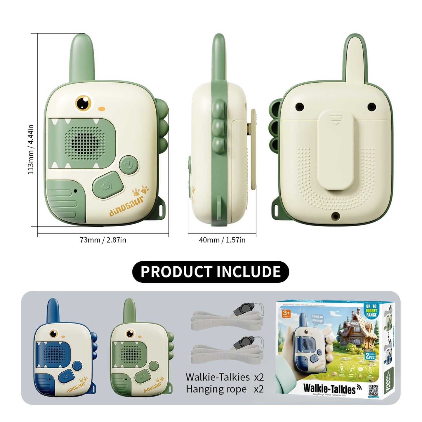 Kids Walkie Talkies Toys For Boys:Dinosaur Toys 2 Pack Birthday Gifts For 3 4 5-7 8 Year Old Boys Toys For 4 5 6 7 8-10 Year Old Camping Outdoor Games,Christmas Stocking Stuffers For Boys Girls