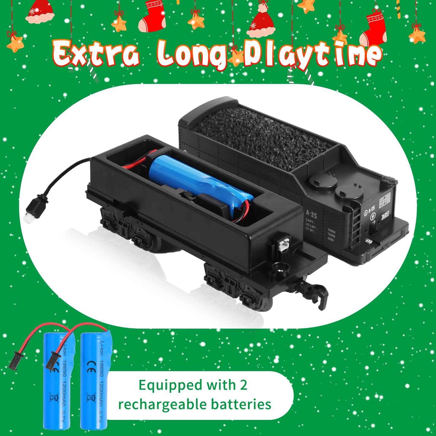 HOGUWID Train Set, Christmas Train Sets for Around The Tree Electric Train with Steam, Lights and Sound, Model Train Set for Kid