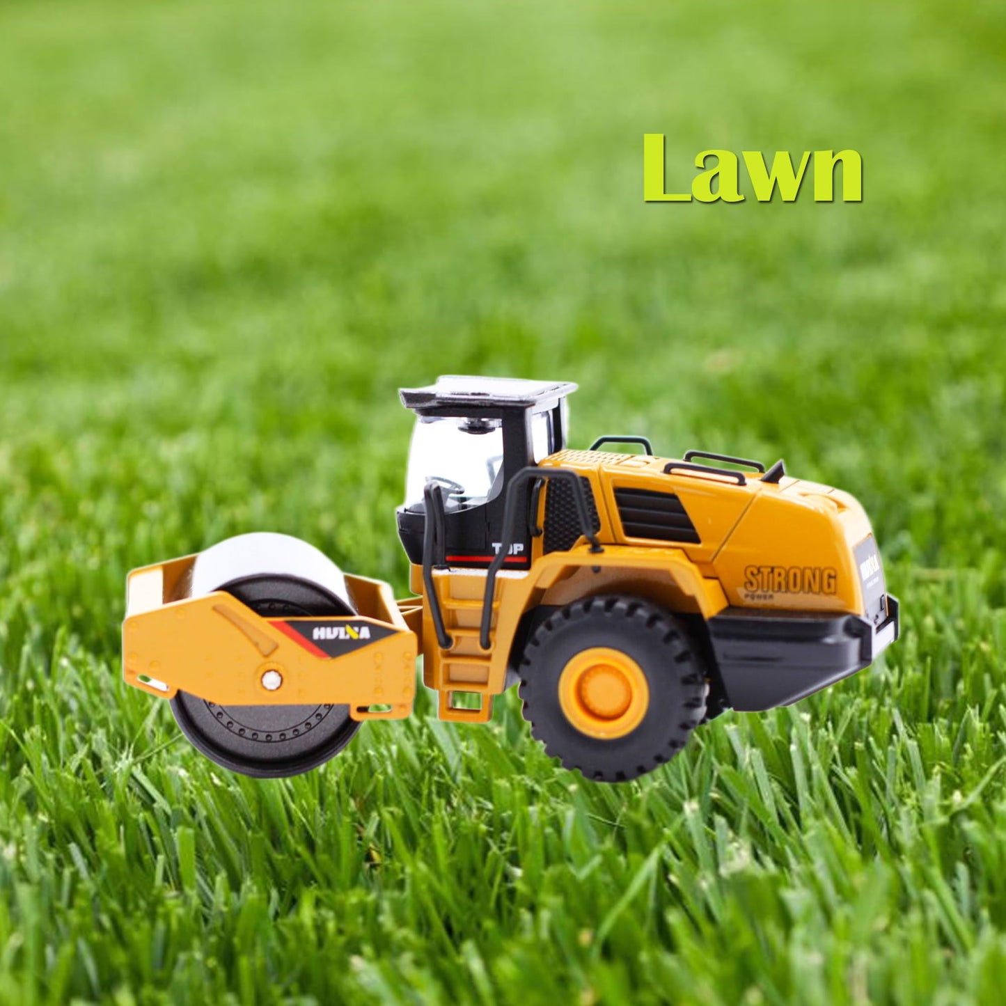 Qcar 1/60 Scale Metal Large Road Roller Toy, Metal Construction Vehicles Model Toy, Outdoor Sandbox Car Toys, Birthday Gift Todd