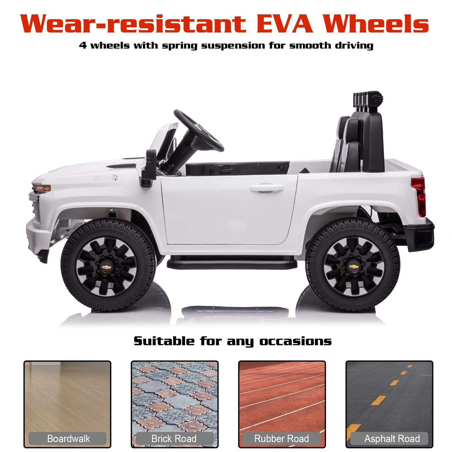 Luibas 24V Kids Ride On Car For Big Kid, Battery Powered Licensed Chevrolet Silverado Hd, Utv Truck With Eva Tires Wheels, 2 Sea